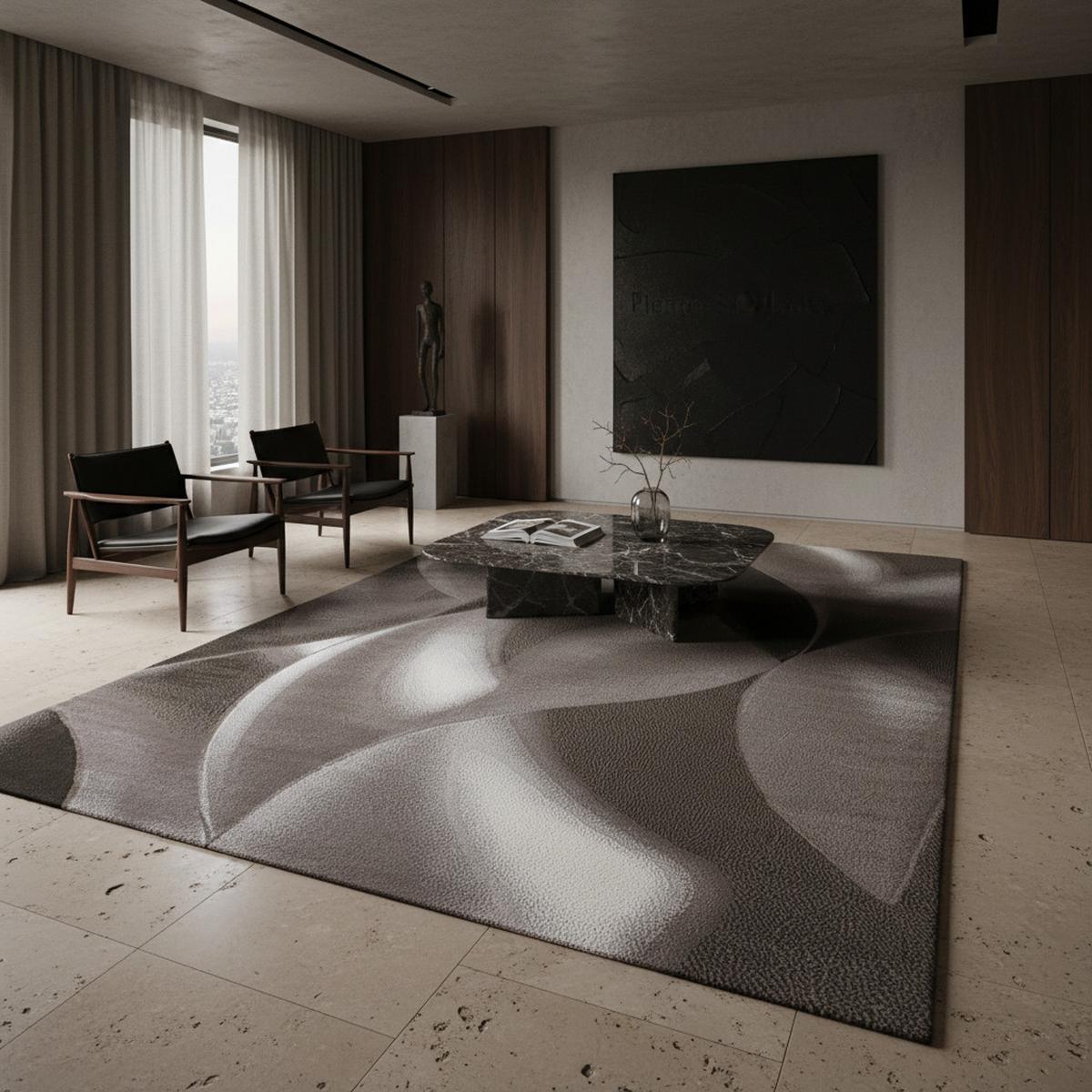 TEPPICH Kurzflor INN in Braun, mit abstraktem Wellenmuster, 140 x 200 cm - Braun, Textil (200/140cm) - KADIMA DESIGN