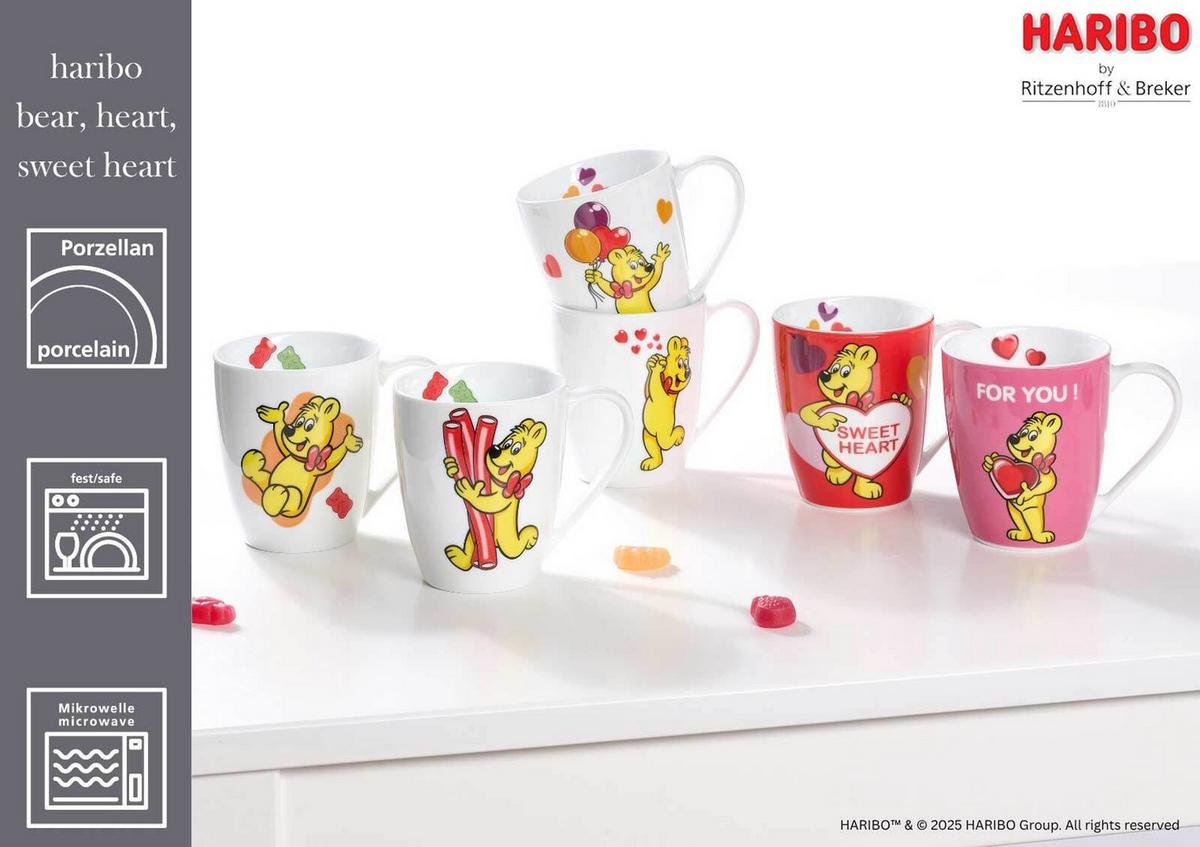 BECHER SWEET HEART Haribo bunt 360 ml 6er Set - Multicolor, Keramik (0.36L) - Ritzenhoff Breker