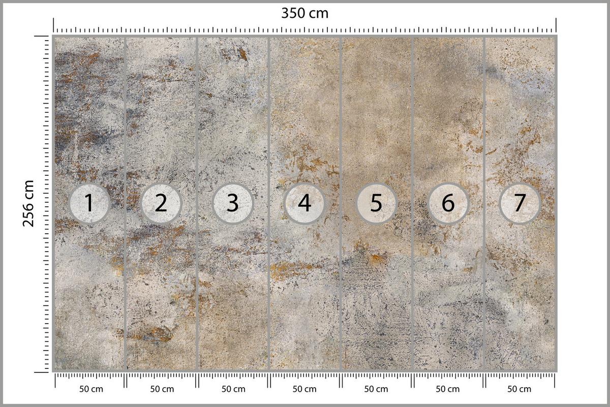 FOTOTAPETE für Wohnzimmer Grau Rost Beton Abstraktion 350x256 - Beige/Orange, Papier (350/256cm) - Muralo