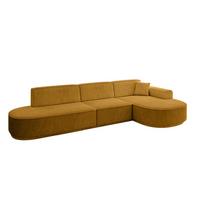 ECKSOFA Ottomane Rechts MARI-L2-v3 - 328x171x83 cm Senfgelb Cord - Gelb/Schwarz, Holzwerkstoff/Kunststoff (171/328cm) - ALTDECOR
