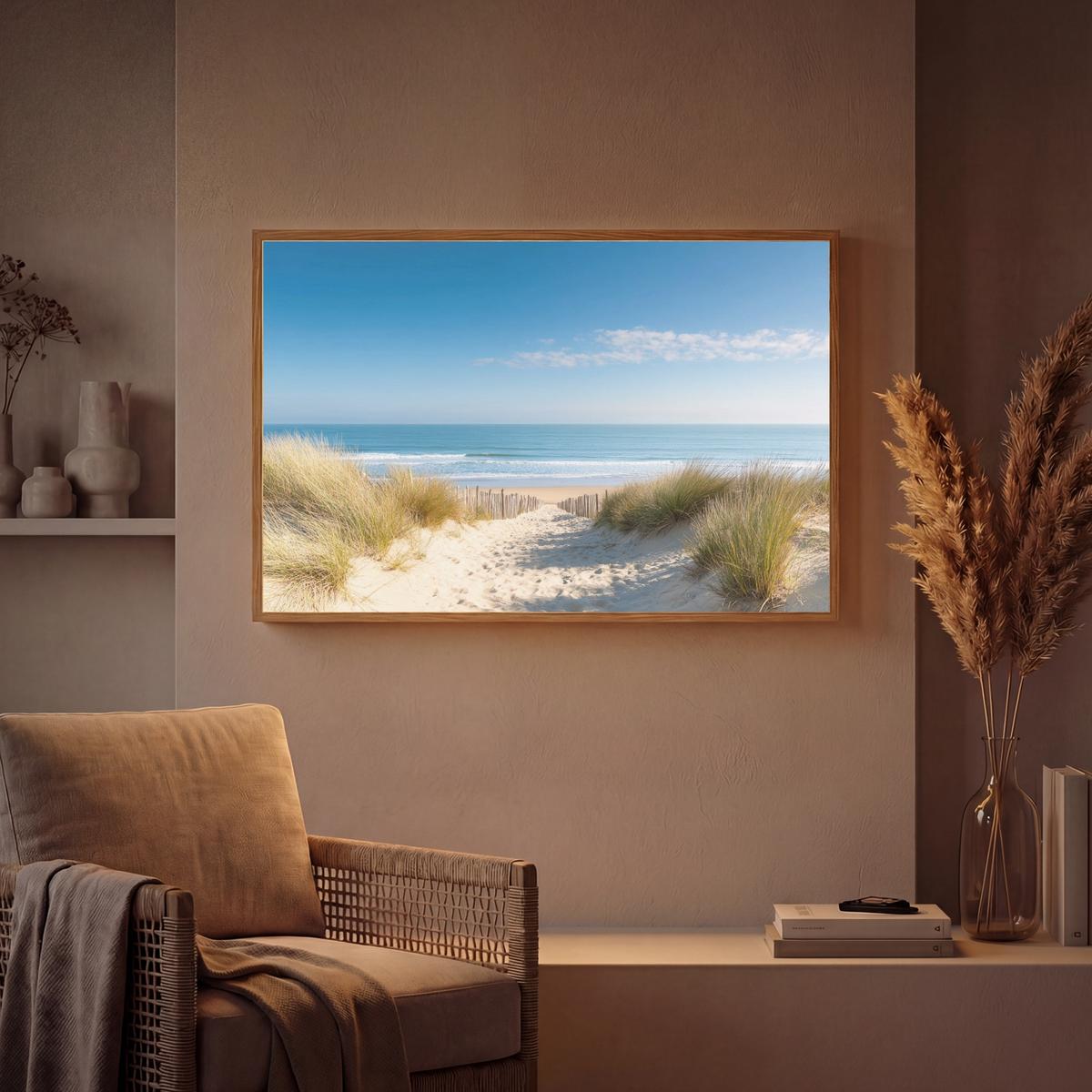 WANDLEUCHTE MIT AKKU Strand - Meer - Düne - Sand - Sommer 100x70 cm - Sandfarben, Holzwerkstoff (100/70/8cm) - OnlyWow