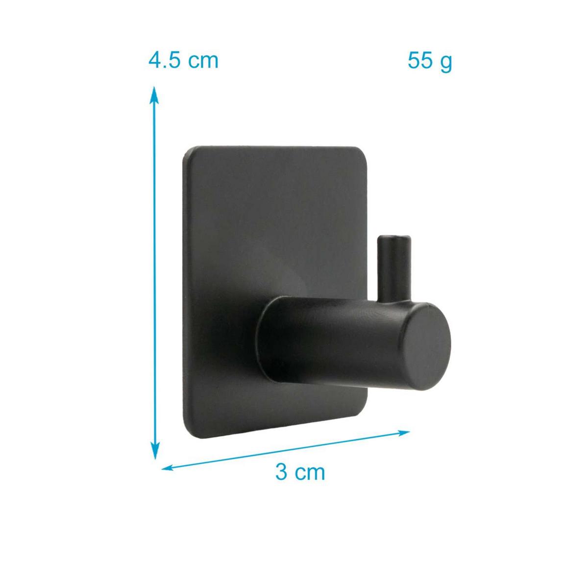 HANDTUCHHALTER selbstklebender Haken (4-tlg.) - Schwarz, Metall (4.5/3/4.5cm) - Intirilife