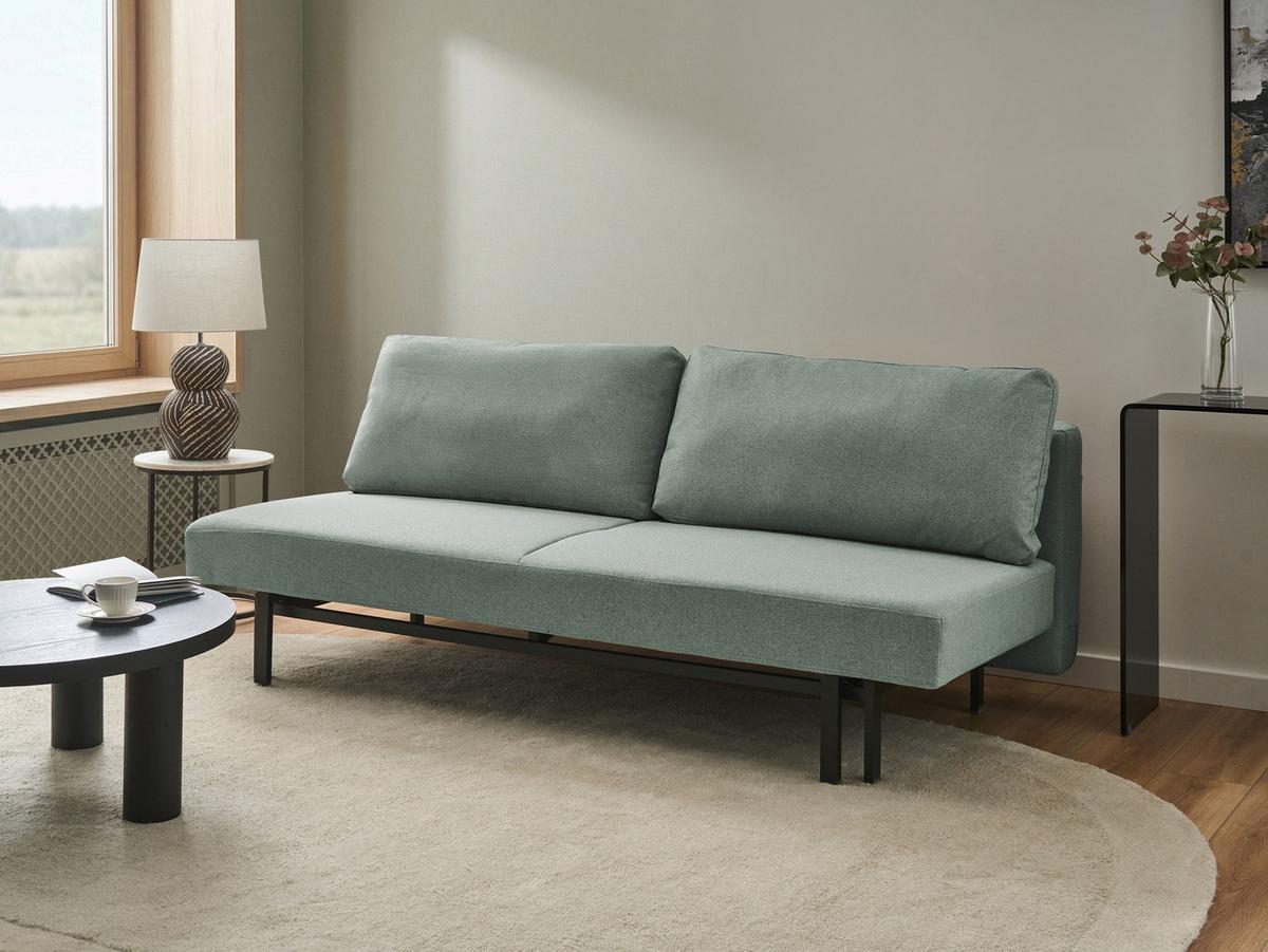 SCHLAFSOFA 3-Sitzer Stoff Hellgrün Roykka - Hellgrün, Textil (201/84/94cm) - Beliani