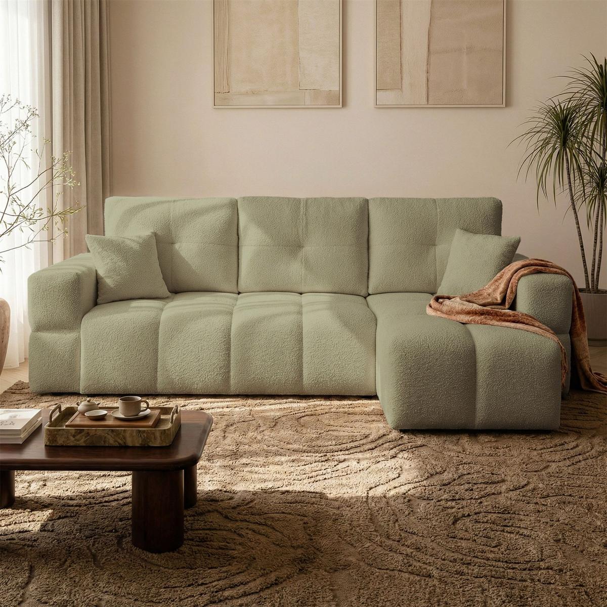 ECKSOFA Denise Mit Schlaffunktion - Grün, Holzwerkstoff/Textil (148/250cm) - Fun Möbel