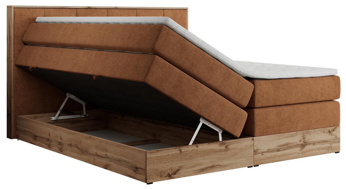 BOXSPRINGBETT VENETO KING 200/200 Orange Struktur - H4 - Orange, Holz/Textil (200/200cm) - MKS