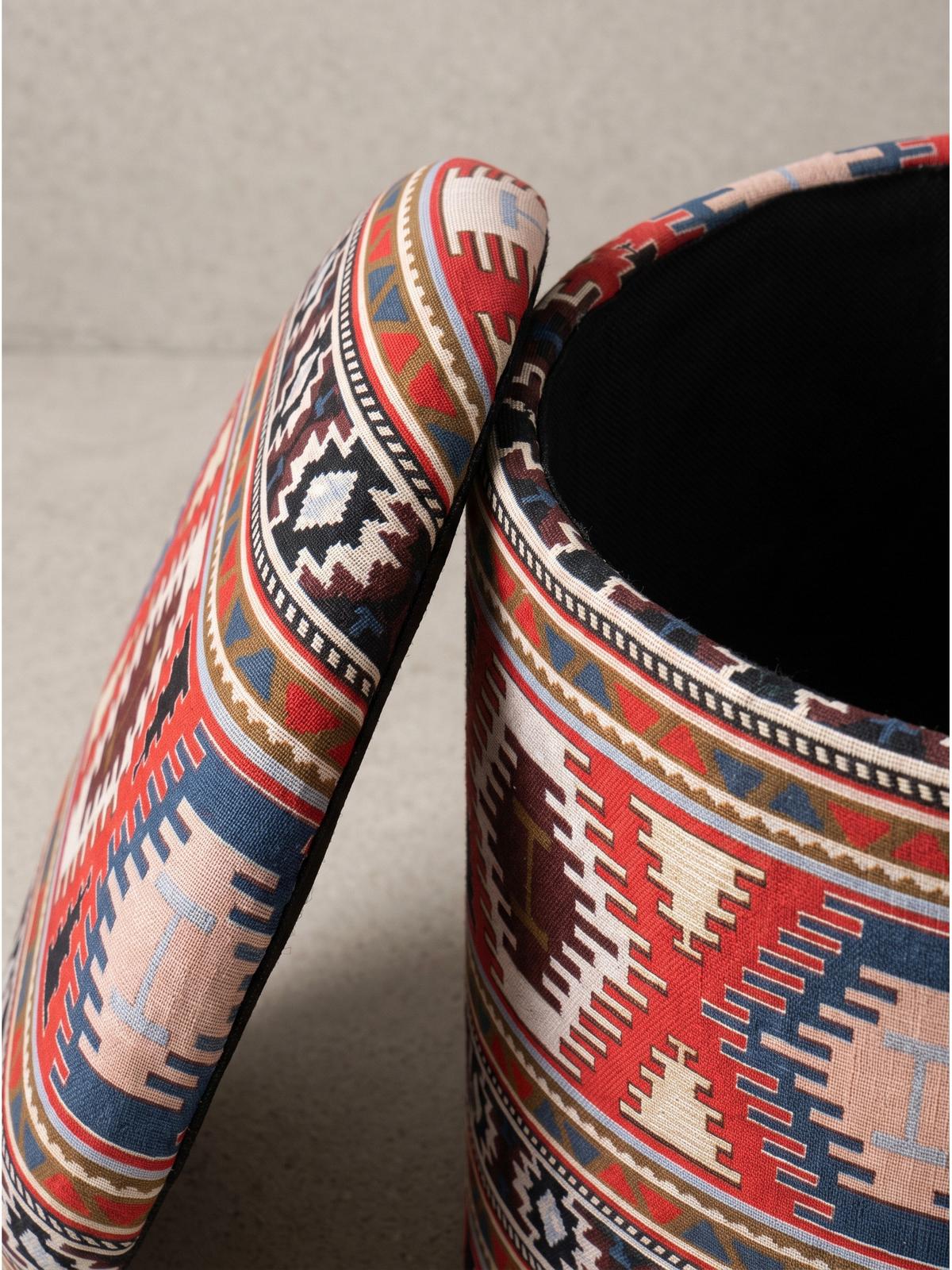 SITZHOCKER RHONE, Stoff, mit Textilbezug, Mehrfarbig, Ø 40 x 45 cm - Multicolor, Textil (40/45/40cm) - KADIMA DESIGN