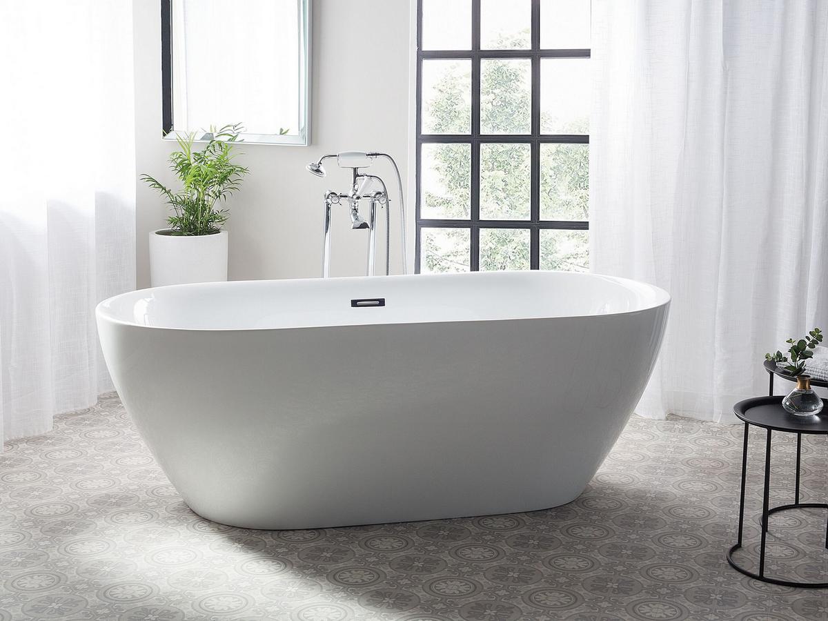 BADEWANNE FREISTEHEND 75x150x58 cm weiß Carrera - Weiß, Kunststoff (75/58/150cm) - Beliani