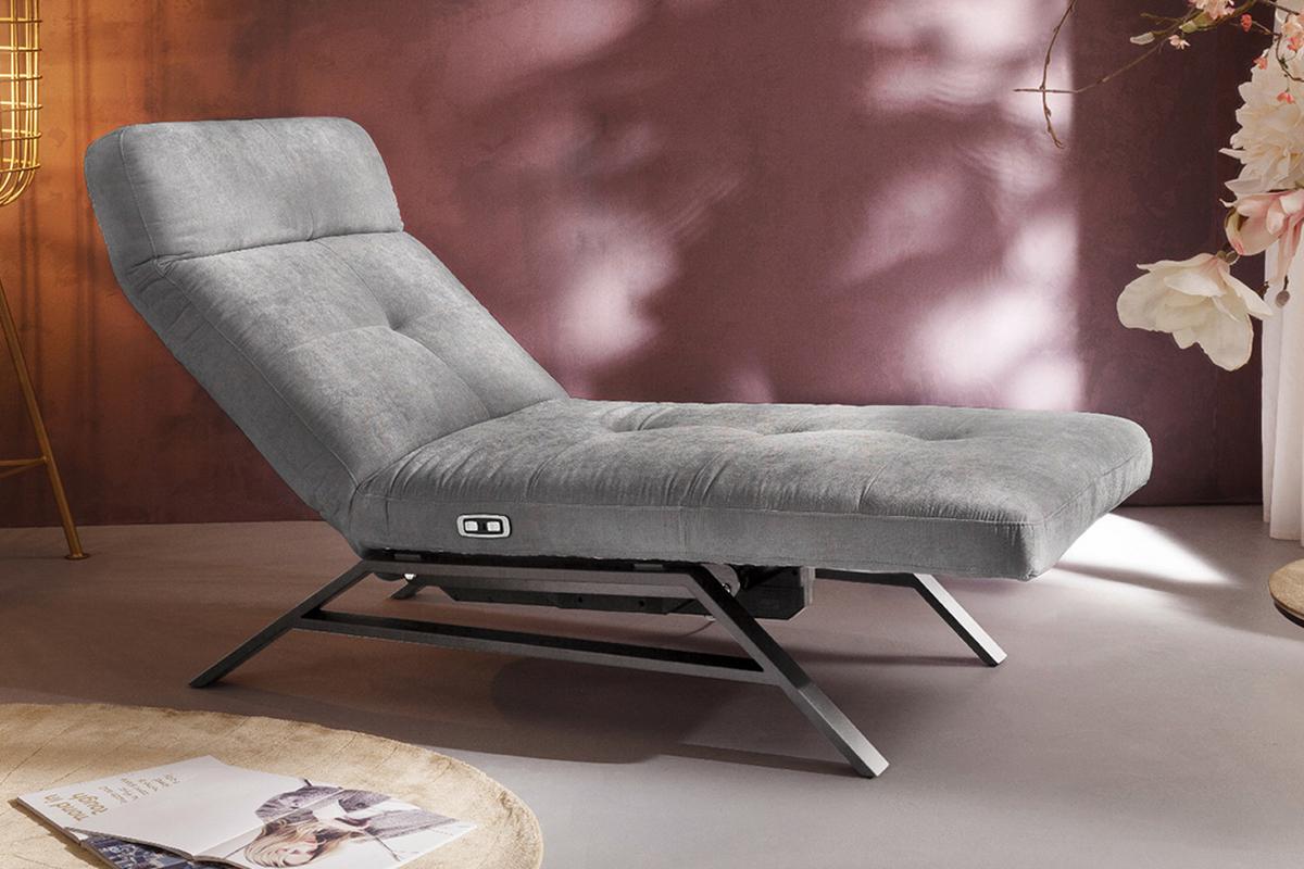 LIEGE MIT MOTORISCHER RELAXFUNKTION AMERIVA Grau Velvet Relaxfunktion - Silberfarben/Grau, Textil (80/110/158cm) - KAWOLA