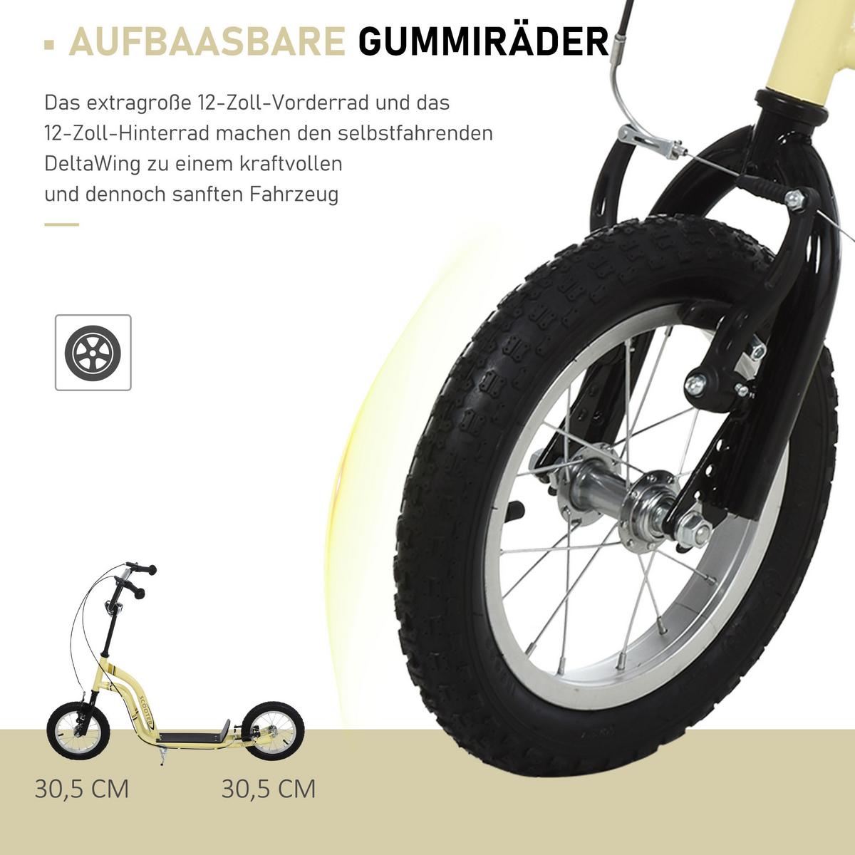 KINDERROLLER, Beige/Schwarz/Weiß, Stahl+ Aluminium - Beige, Metall (120/58/95cm) - HOMCOM