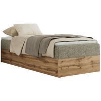 BOXBETT WOOD ZERO 90/200 - Grau Struktur - H4 - Topper Visco - Grau, Textil (90/200cm) - MKS