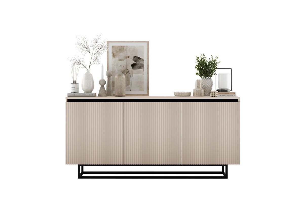 SIDEBOARD Selene 3D Kachmir Matt mit metallrahmen Glamour 167 cm - Kaschmir/Schwarz, Holzwerkstoff/Metall (167/79/35cm) - Meble Lindner