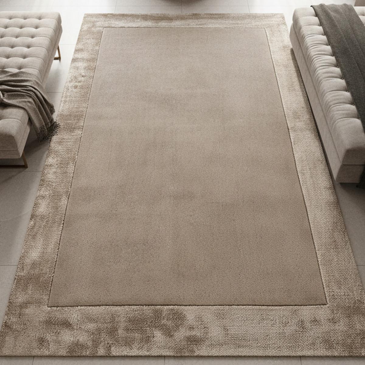 WOLLTEPPICH handgewebt TYNE, mit Bordüre, Beige, 160 x 230 cm - Beige, Textil (230/160cm) - KADIMA DESIGN