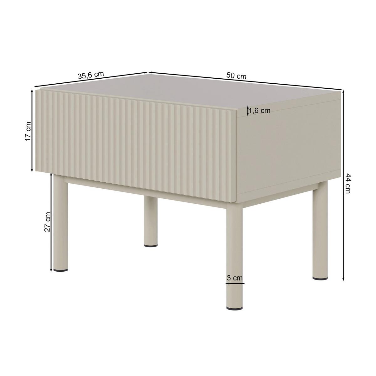 NACHTTISCH Veldio New Greige 50 cm - Taupe, Holzwerkstoff/Metall (50/44/35.6cm) - Selsey