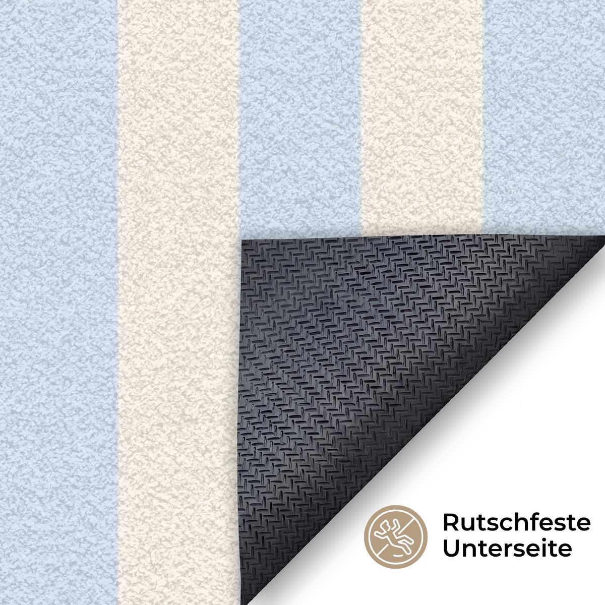 FUSSMATTE Orange – Blau – Streifen – Cheers 120x80 cm - Hellblau, Kunststoff (120/0.4cm) - MuchoWow