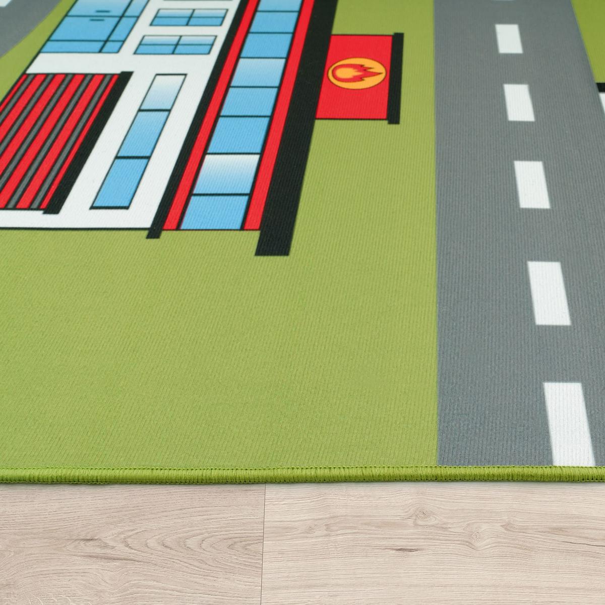 KINDERTEPPICH Waschbar, mit Stadtverkehrs-Motiv, Grün, 200 x 200 cm - Grün, Textil (200/200cm) - KADIMA DESIGN