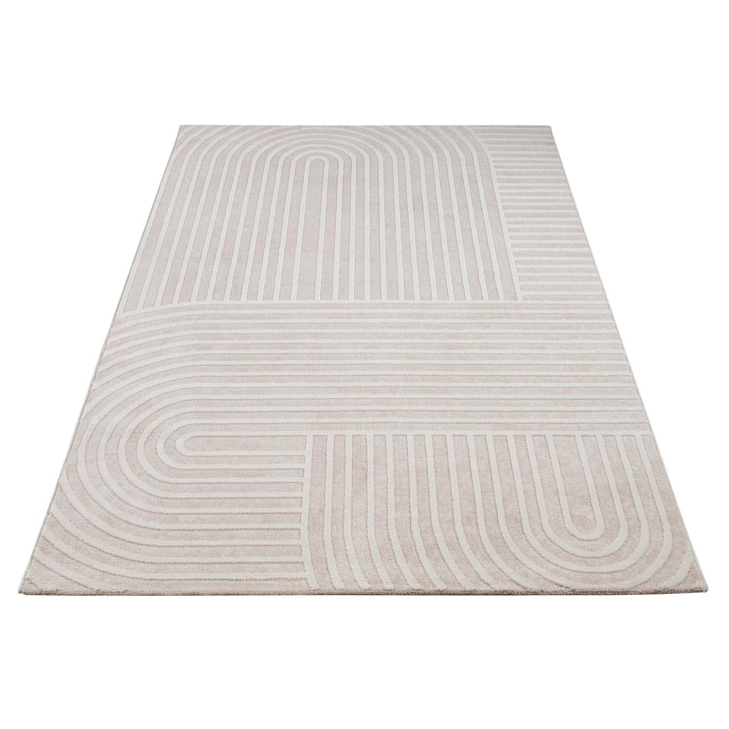 KURZFLORTEPPICH, abstrakt, aus Polyester, Florhöhe 10 mm, Creme, 160 x 220 cm - Creme, Textil (220/160cm) - KADIMA DESIGN