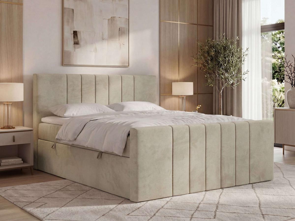 BOXBETT INERO DUO 200/200 - Beige Velvet - Topper T25 - H4 - Beige/Schwarz, Kunststoff/Textil (200/200cm) - MKS