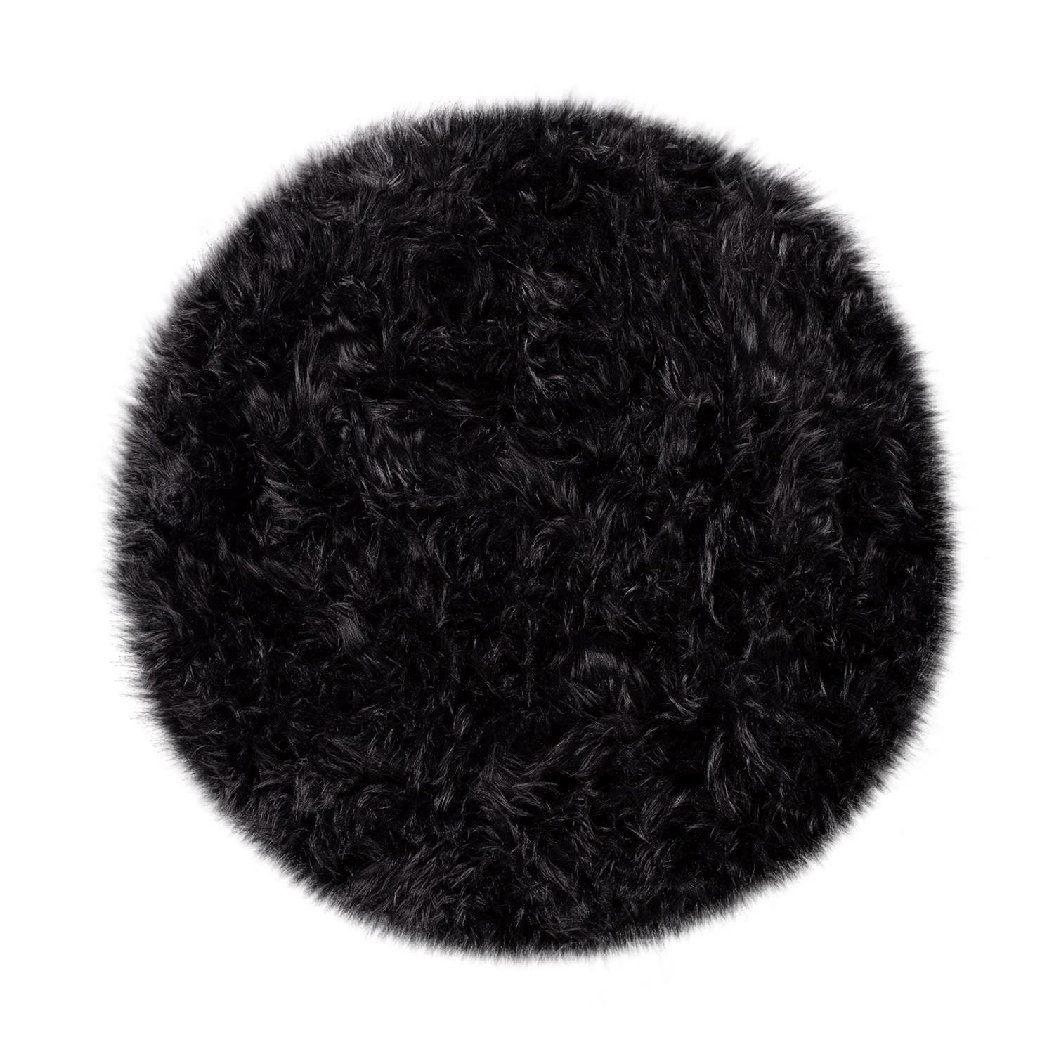 HOCHFLORTEPPICH Waschbar, einfarbig, Schwarz, Ø 120 cm - Schwarz, Textil (120/120cm) - KADIMA DESIGN