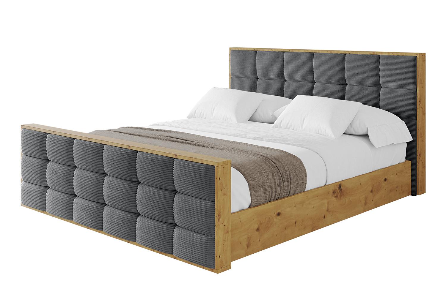 POLSTERBETT mit Bettkasten, Fußteil und Lattenrost, Boxbett ohne Matratze - ENZO2-Z 180x200 Dunkelgrau - Anthrazit, Holzwerkstoff/Textil (180/200cm) - ALTDECOR