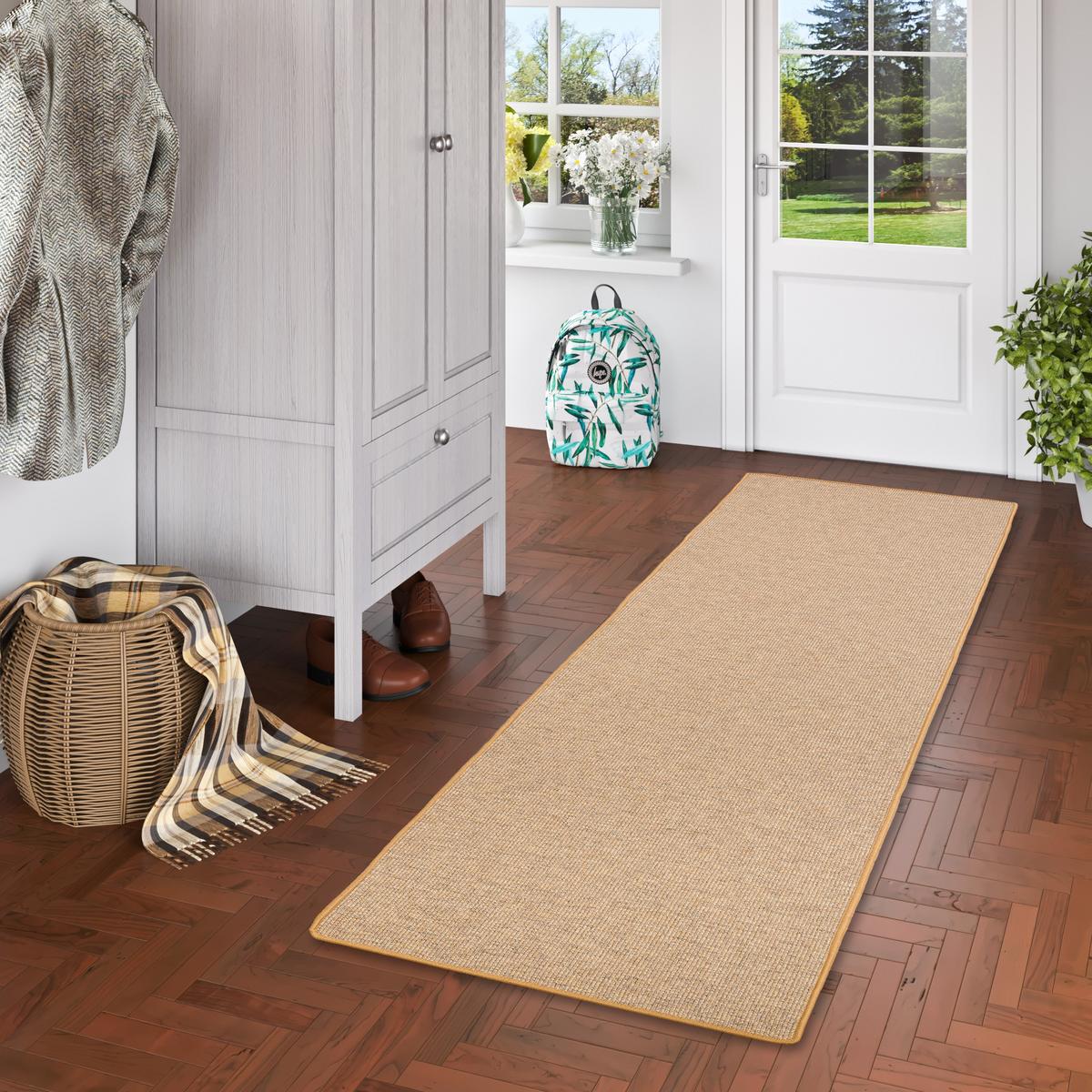 NATUR SISAL-OPTIK TEPPICH TAFF LÄUFER - Nussbaumfarben, Textil (80/400cm) - Snapstyle