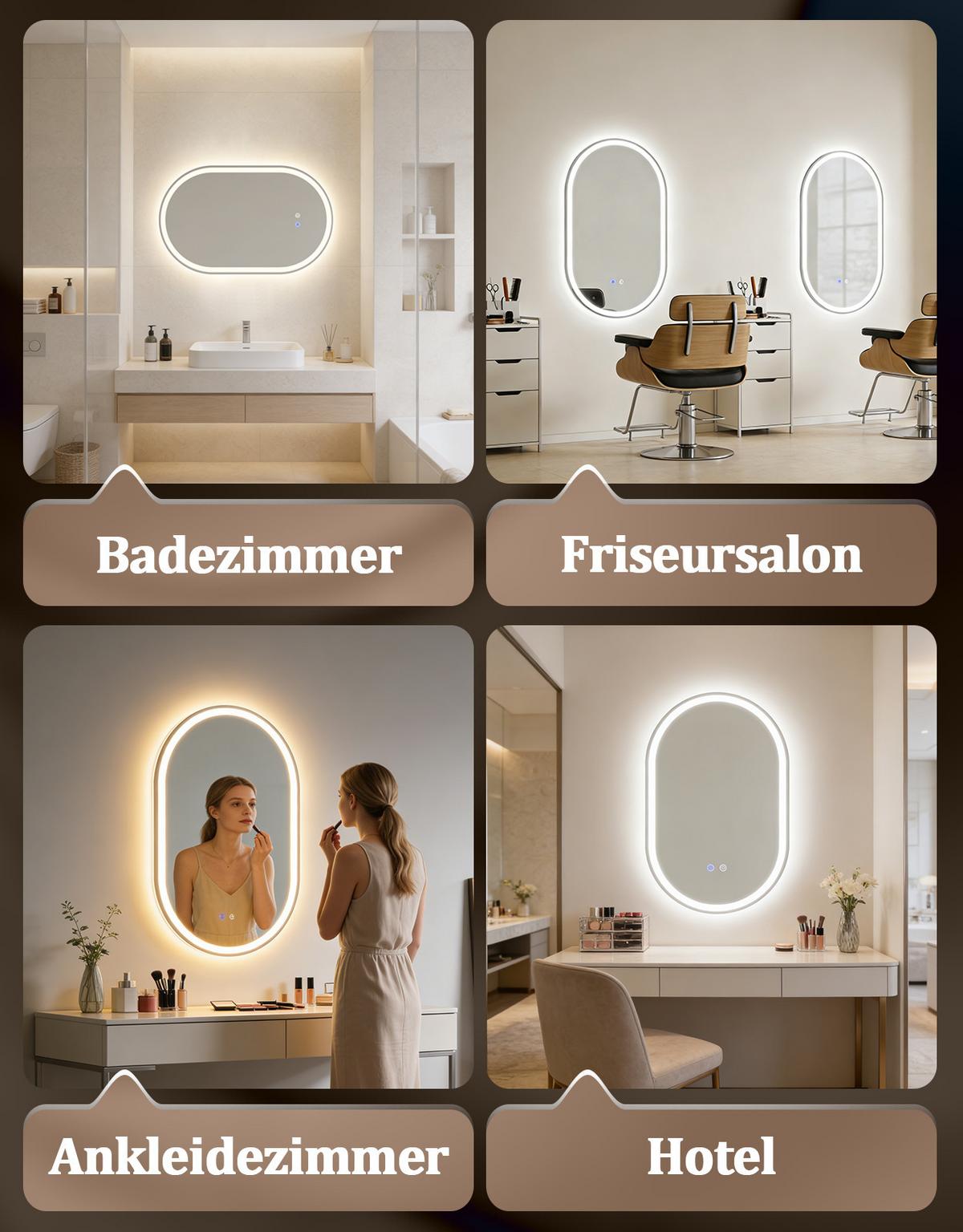 BADSPIEGEL mit Beleuchtung Lirwen 2.9/50/80 cm - Weiß, Glas (50/80/2.9cm) - ZMH