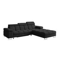 ECKSOFA mit Schlaffunktion Ottomane Rechts COMA L 271x203x79 Schwarz Velours - Schwarz, Holzwerkstoff/Textil (203/271cm) - ALTDECOR