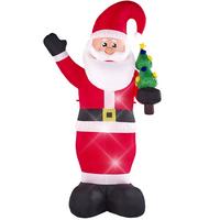 AUFBLASBARE Gartendekoration LED 225 cm Weihnachtsmann Rot Ivalo - Rot/Schwarz, Textil (120/225/75cm) - Beliani