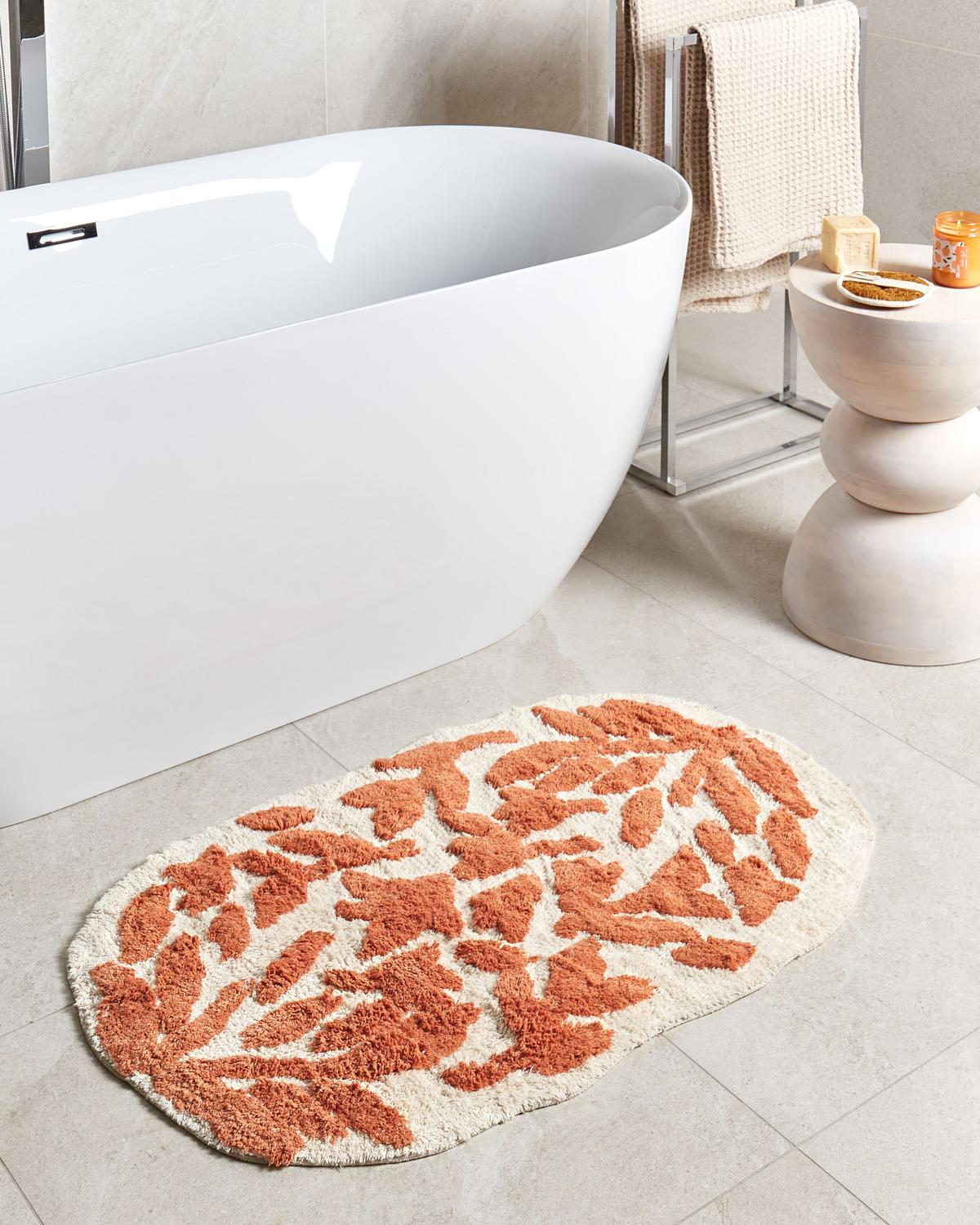 BADEMATTE Beige 60/90 cm Derik - Beige/Orange, Textil (60/90cm) - Beliani
