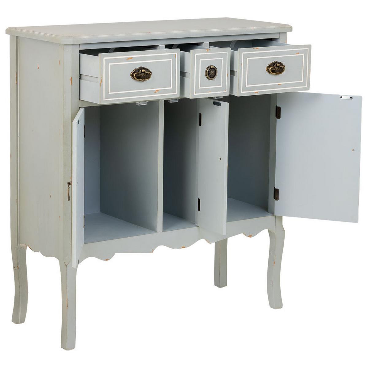 HOLZ-SIDEBOARD mit 3 schubladen und 3 türen 90x38x98 cm - Grau, Holz (90/9/38cm) - Wanderlust