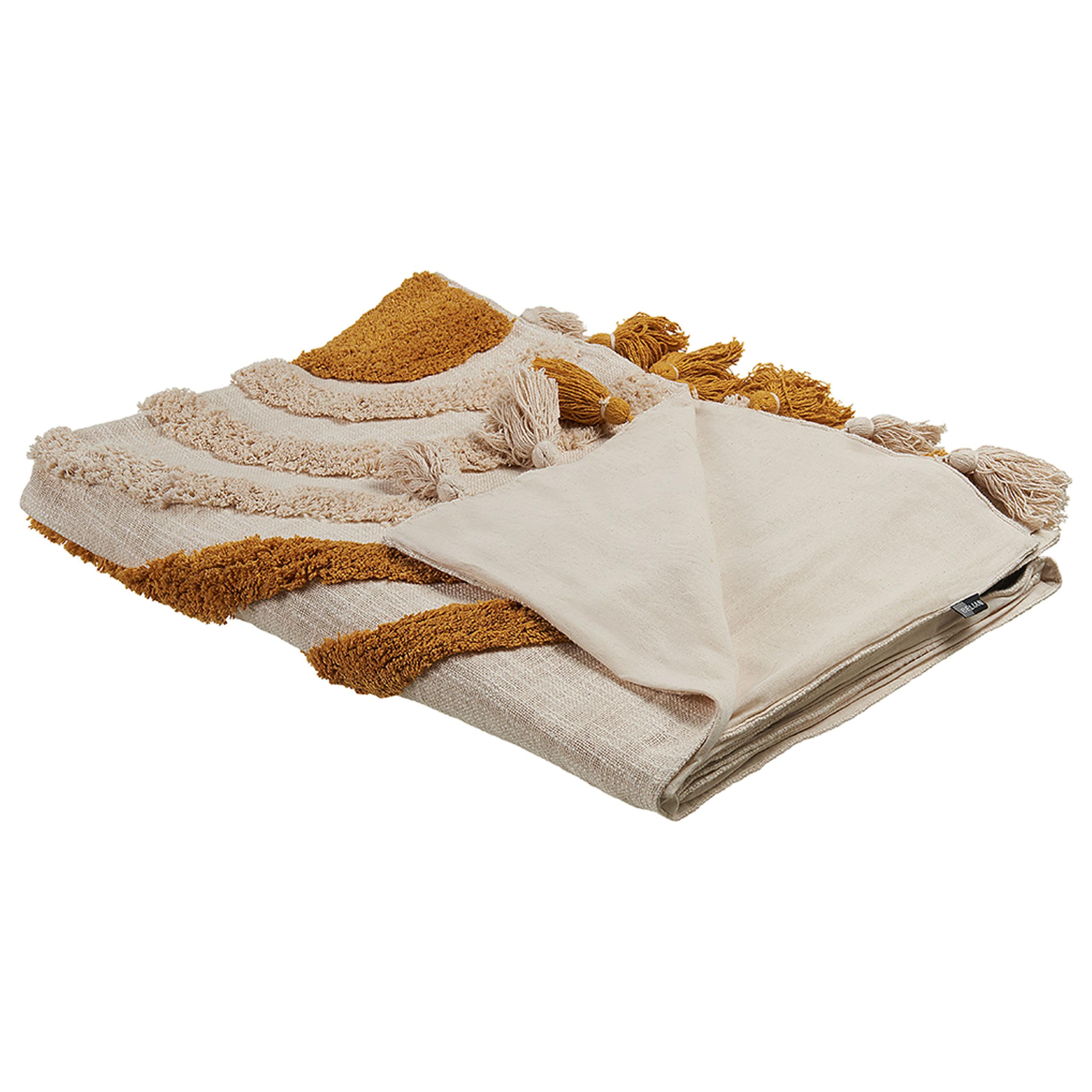 DECKE Beige Mathura 130/180 cm - Beige, Naturmaterialien/Textil (130/180cm) - Beliani