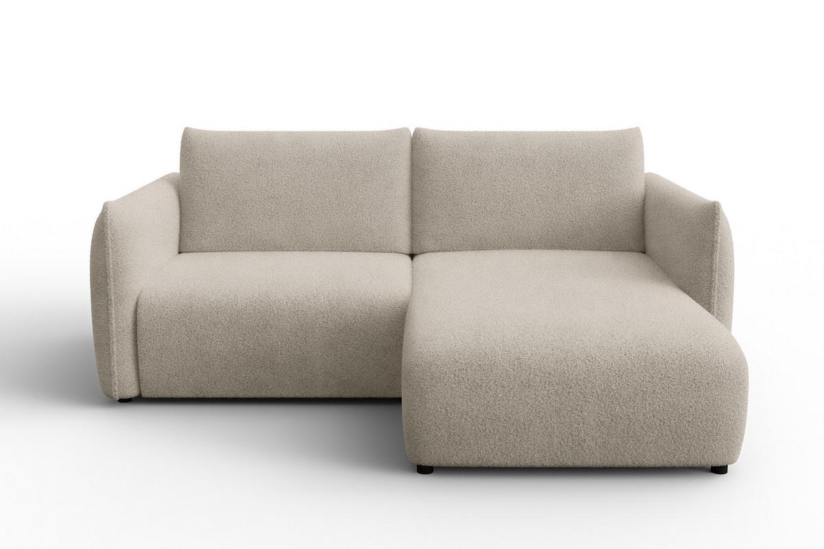 ECKSOFA TAUER 3-Sitzer RECHTS, Bouclé-Stoff beige - Beige/Schwarz, Holz/Textil (206/173cm) - Courtois Laville