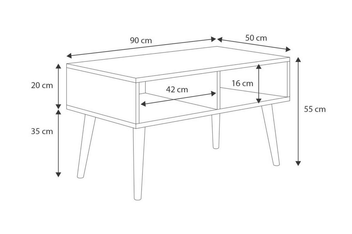 COUCHTISCH Sandi - Eiche Bianco/Weiß, Holzwerkstoff (55/90/55cm) - RAUMHIRSCH FURNITURE