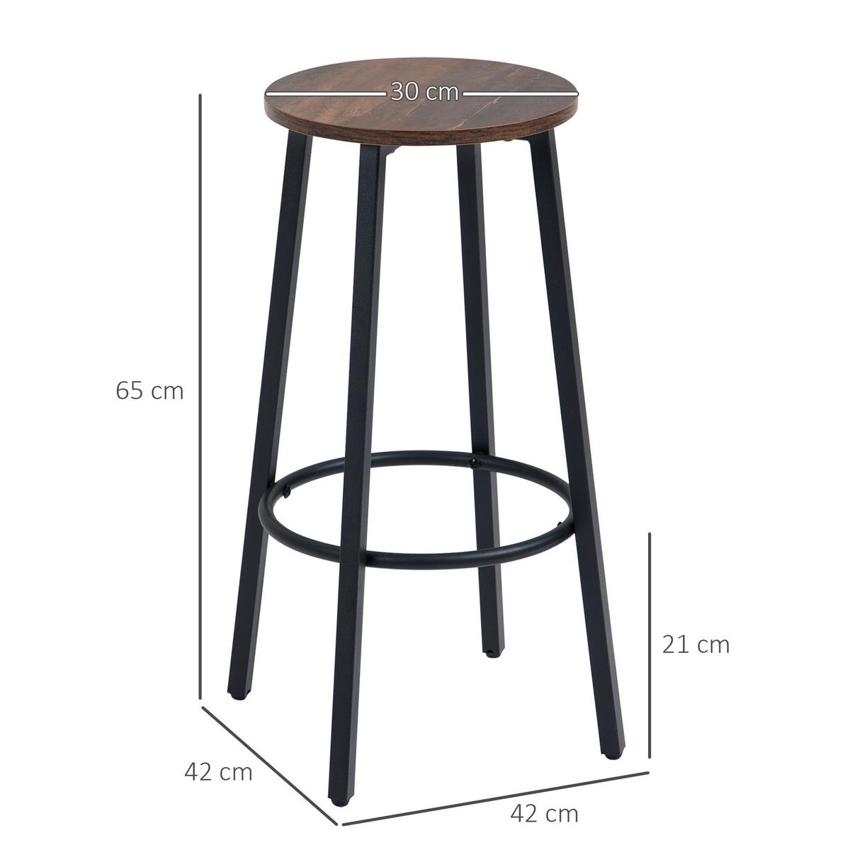 TRESENSTÜHLE 4ER-SET aus Stahl Rustikales Braun Schwarz - Braun, Holzwerkstoff (42/65/42cm) - HOMCOM
