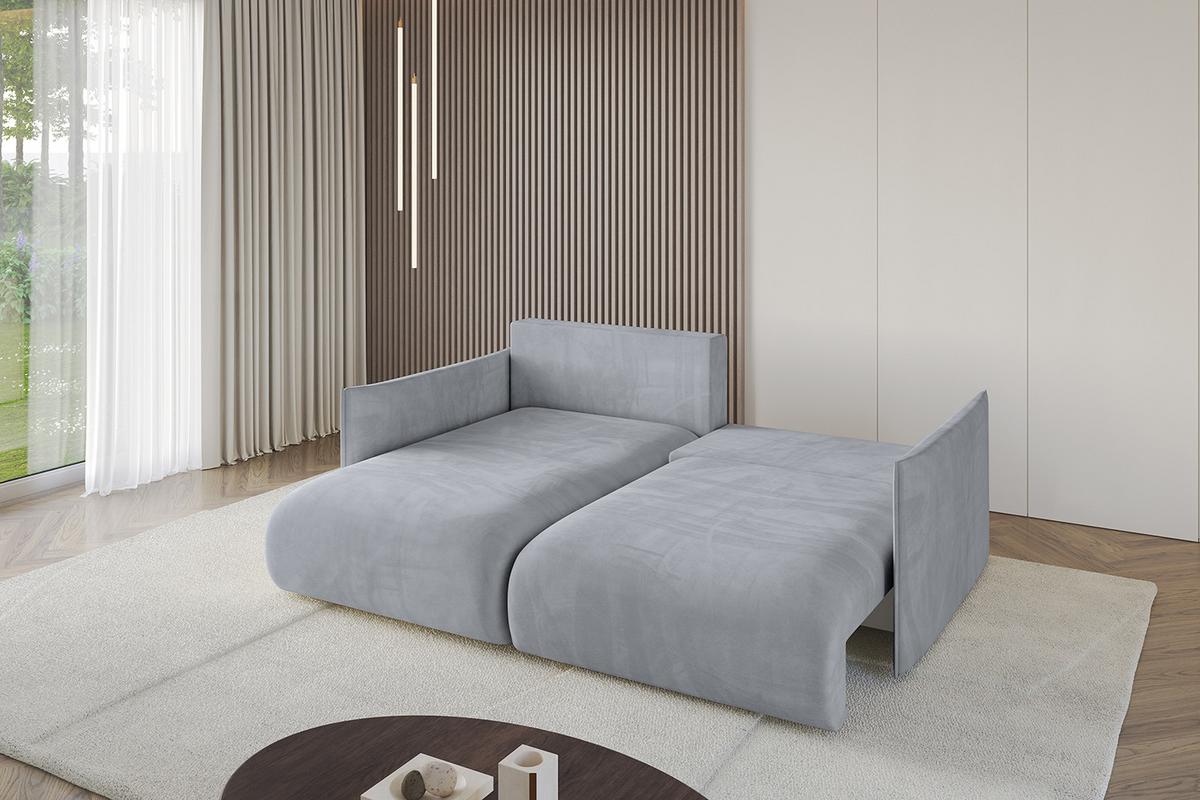 ECKSOFA Ottomane links ONESK-L 216x177x72 Hellgrau Velours - Titanfarben/Hellgrau, Holzwerkstoff/Kunststoff (216/177cm) - ALTDECOR