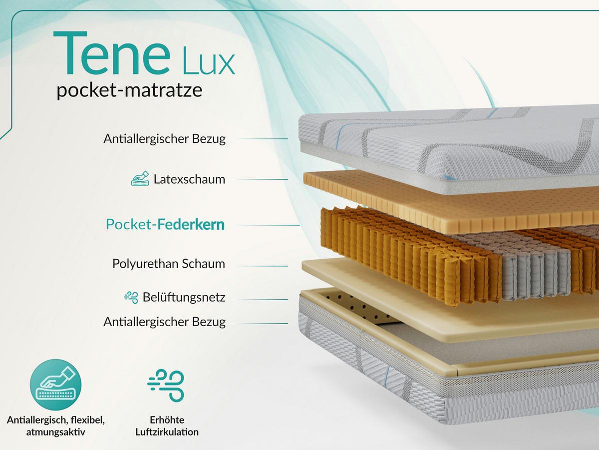 TASCHENMATRATZE TENE - 200/200 - H3 - Lux - Multicolor, Textil (200/200cm) - MKS