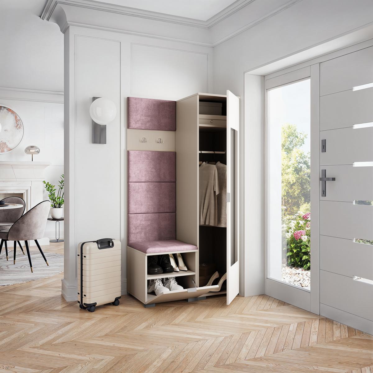 GARDEROBENSCHRANK VIRA 95/181/51 cm Modern Garderobe-Set Kaschmir - Kaschmir/Lila, Holzwerkstoff (95/181/51cm) - MASSENO