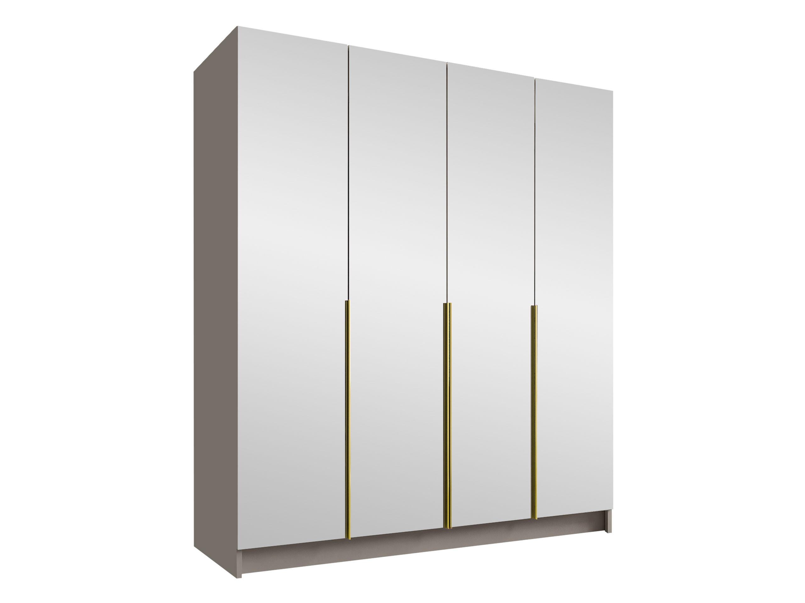 KLEIDERSCHRANK Santi III - Kaschmir/Goldfarben, Holzwerkstoff/Metall (200/215/58cm) - MIRJAN24