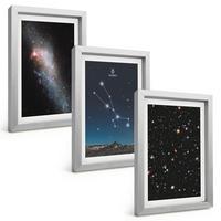BILDER SET 3er Set - 20x30 cm Silberner Rahmen - Kosmische Landschaften des Sterns Stier - Silberfarben, Kunststoff (20/30cm) - TULUP