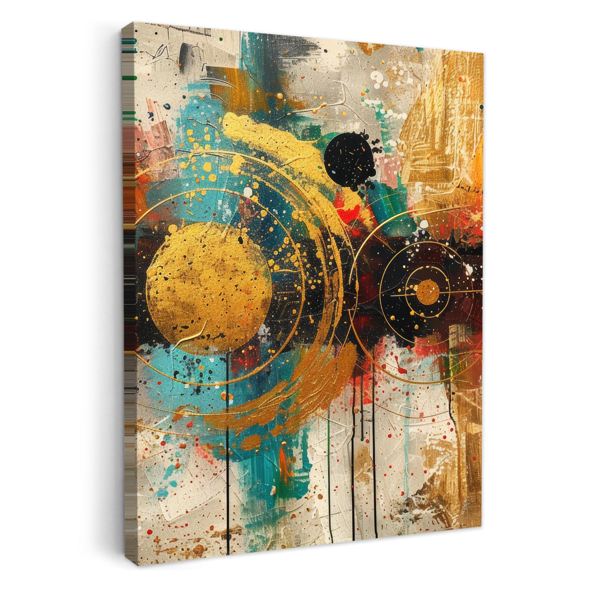 LEINWANDBILD Abstrakt - Kunst - Gold - Modern Wandbild Wohnzimmer 50x70 cm - Multicolor, Textil (50/70cm) - MuchoWow