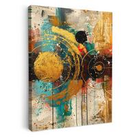 LEINWANDBILD Abstrakt - Kunst - Gold - Modern Wandbild Wohnzimmer 50x70 cm - Multicolor, Textil (50/70cm) - MuchoWow