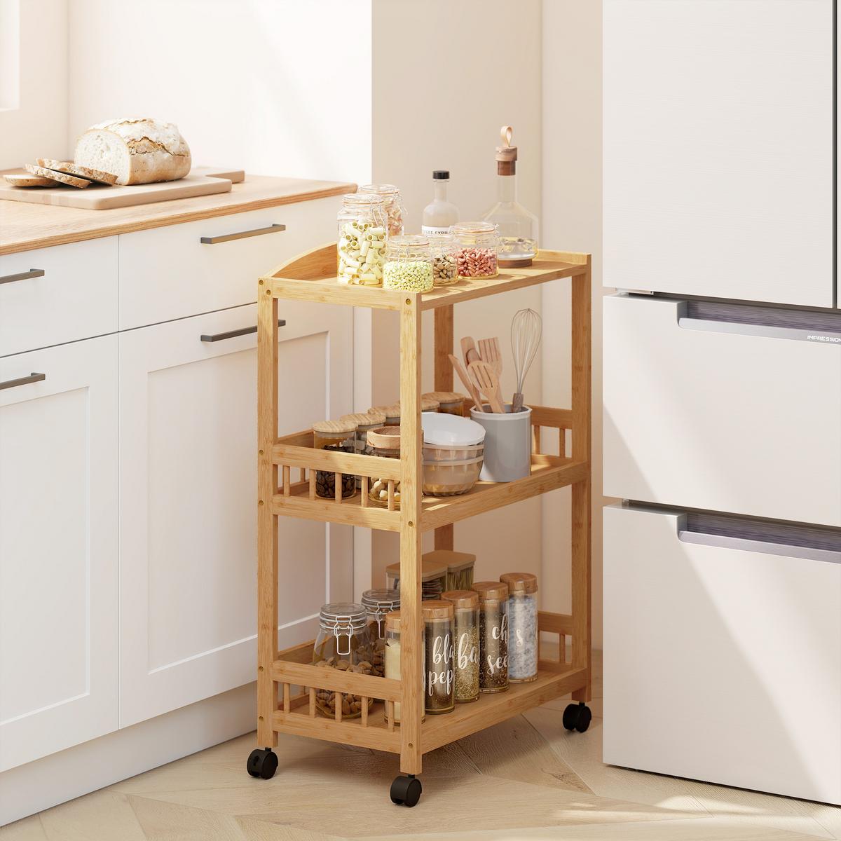 KÜCHENWAGEN Bambus Naturholz - Naturfarben, Holz (30.5/83/53cm) - HOMCOM