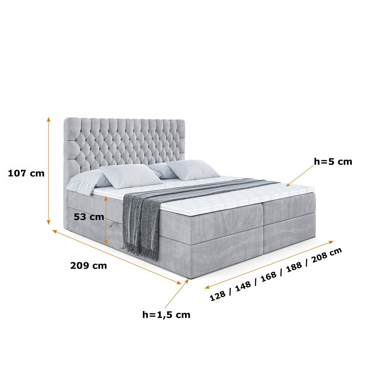 BOXBETT mit Matratze H4 und Lattenrost - SERENE - 120x200 - H4 - Grau - Hellgrau, Holzwerkstoff (120/200cm) - ALTDECOR
