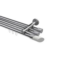 GARDINENSTANGE INNENLAUF Siteno Verano 200 cm, 3-läufig, 20 mm Ø Chrom - Chromfarben/Weiß, Metall (200cm) - INTERDECO