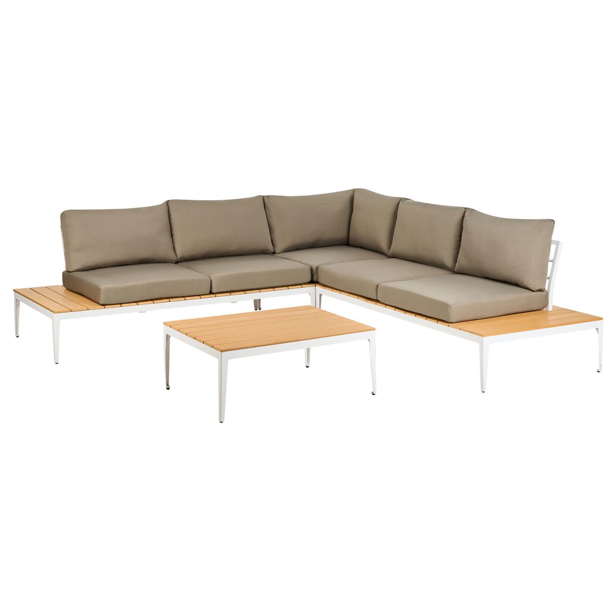 LOUNGE-SET 4-Sitzer grau Positano - Grau, Holzwerkstoff - Beliani