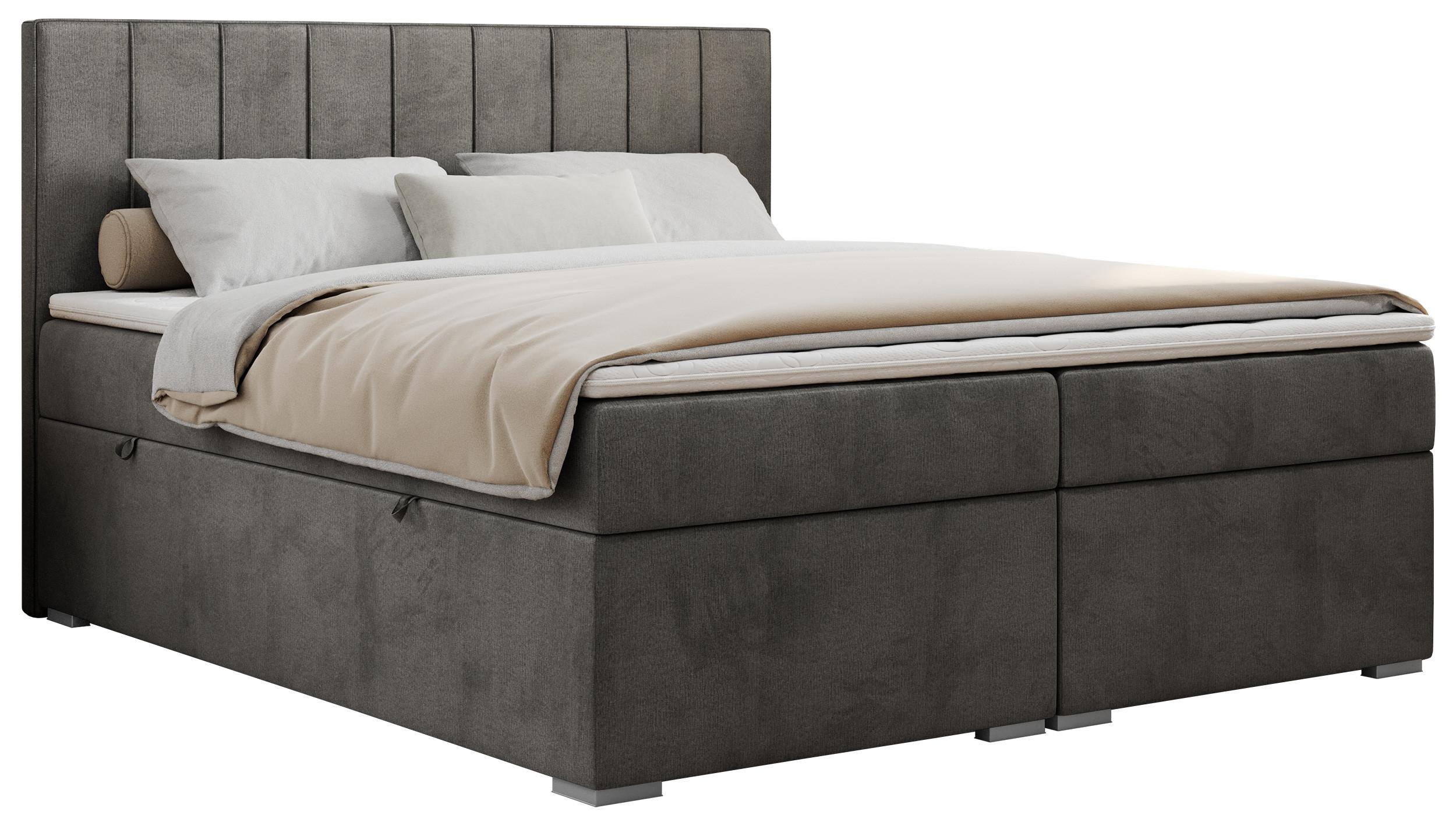 BOXBETT ALLY 160/200 Dunkelgrau Velvet - H3 - Dunkelgrau, Holz/Textil (160/200cm) - MKS