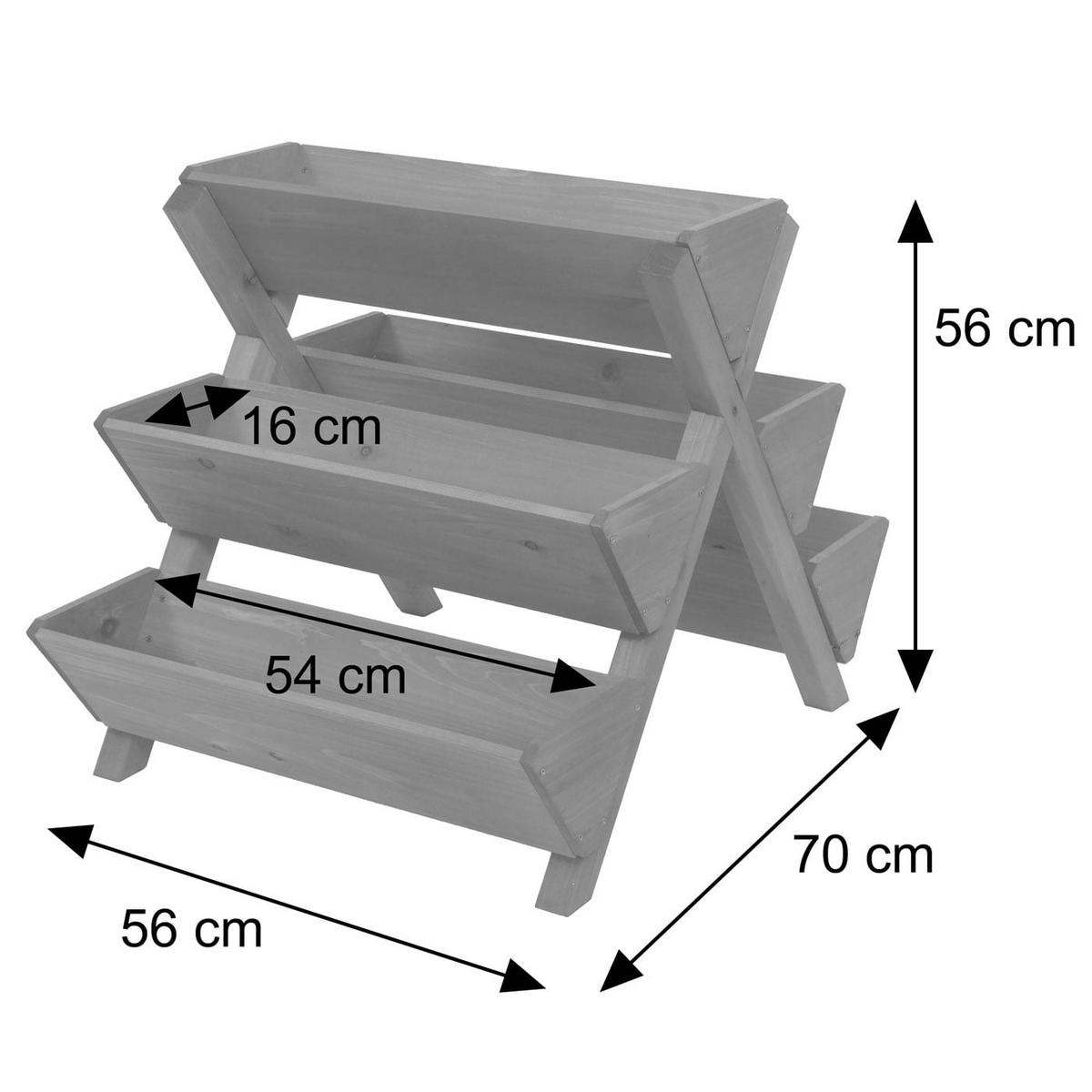 PFLANZTREPPE Anthrazit - Anthrazit, Holz (56/56/70cm) - MCW