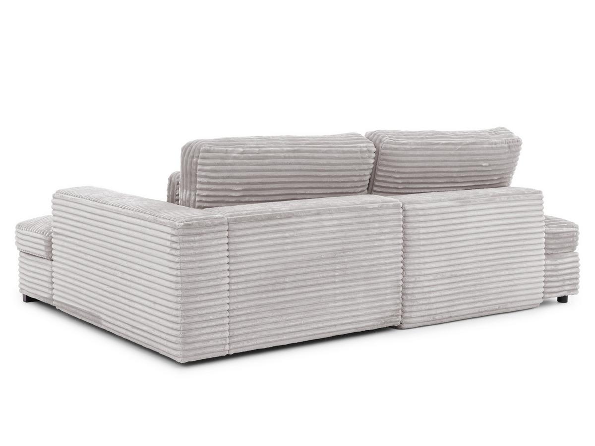 ECKSOFA Wolke mit tiefer Sitzfläche, Schlaffunktion und praktischem Bettkasten aus weichem Hellgrau Cordstoff - Hellgrau/Schwarz, Holz/Kunststoff (225/162cm) - S-Style