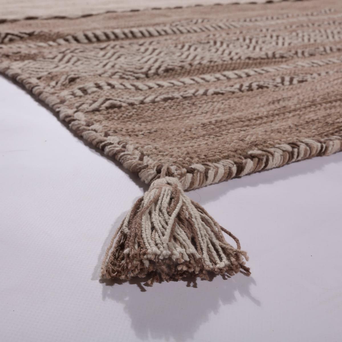 BAUMWOLLTEPPICH handgewebt wendbar, im Boho-Stil, Beige, 80 x 150 cm - Beige, Textil (150/80cm) - KADIMA DESIGN