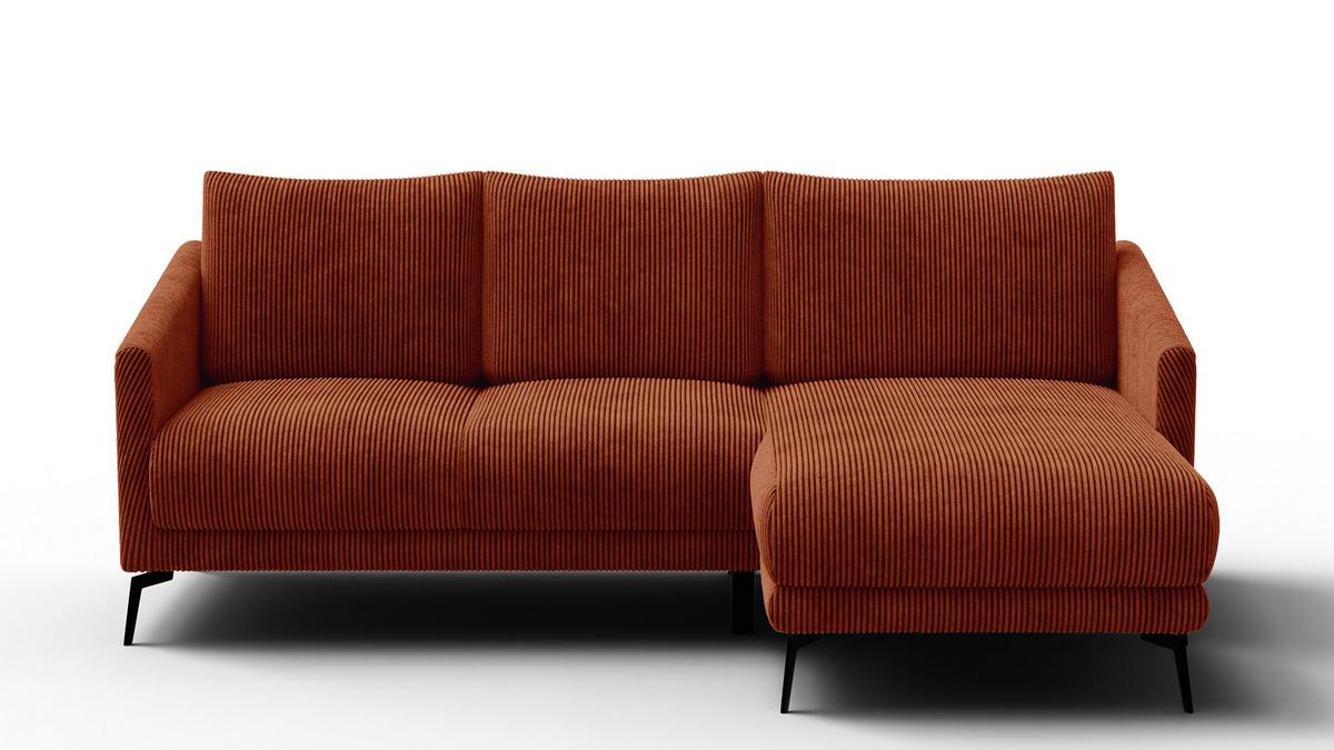 ECKSOFA VILT 3-Sitzer, orange - Schwarz/Orange, Holzwerkstoff/Textil (221/156cm) - Wozimo