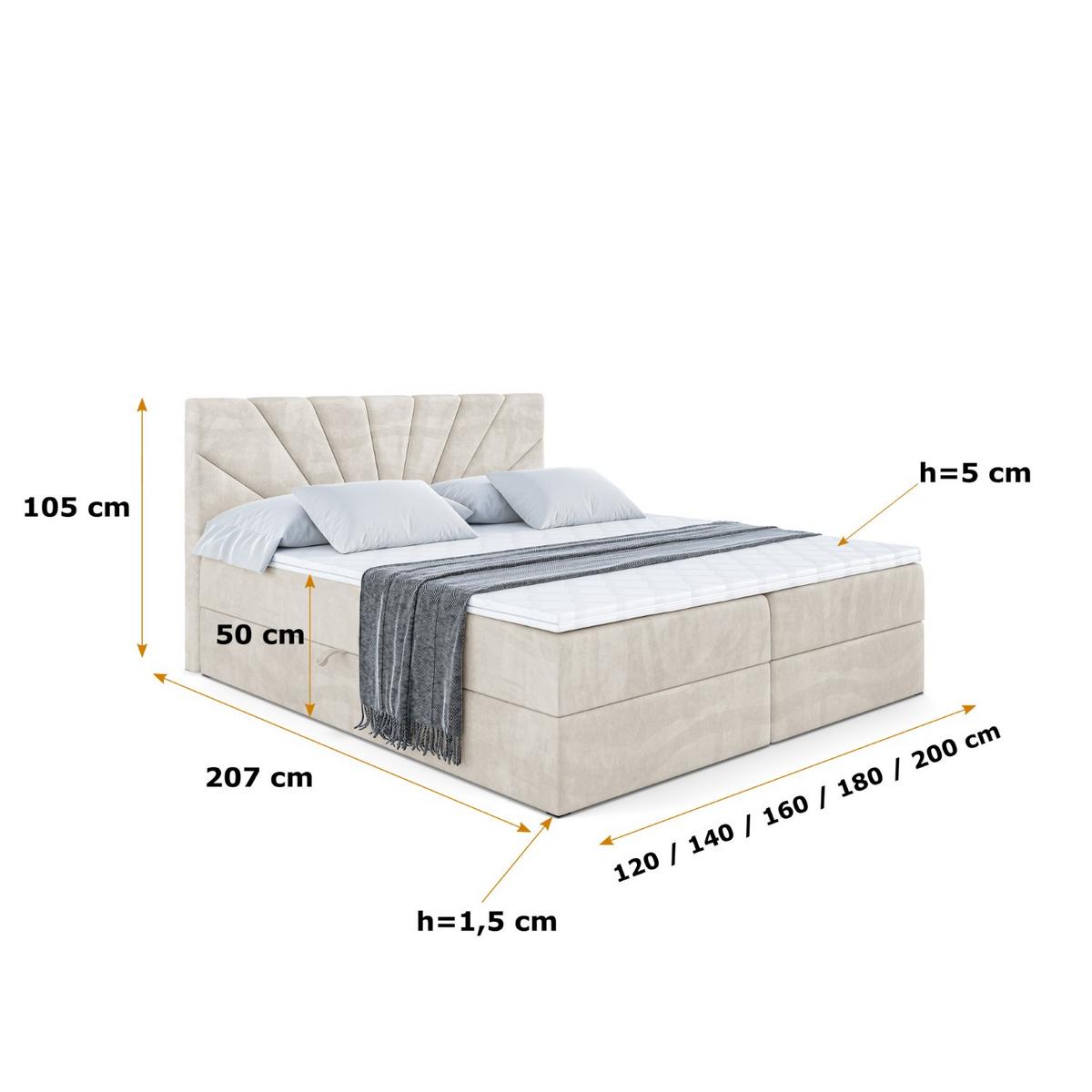 BOXBETT mit Matratze H4 und Lattenrost - MILTIO - 140x200 cm - H4 - Ecru - Ecru, Holzwerkstoff (140/200cm) - ALTDECOR